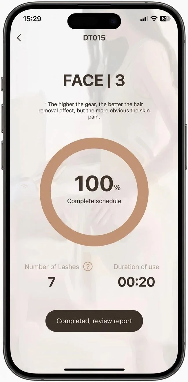 Lumé AIR App treatment screen